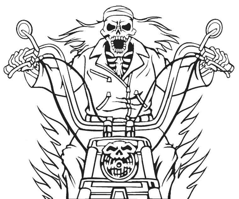 Dibujos de Cara Fantasma Montando Bicicleta de Motor para colorear