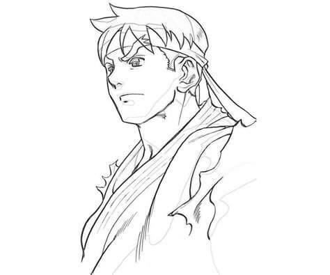 Dibujos de Dibujar a mano Ryu para colorear