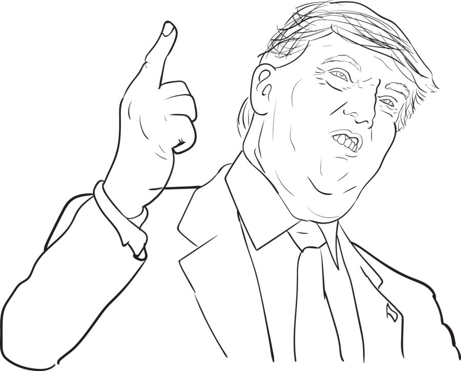 Dibujos de Donald Trump Apuntando para colorear