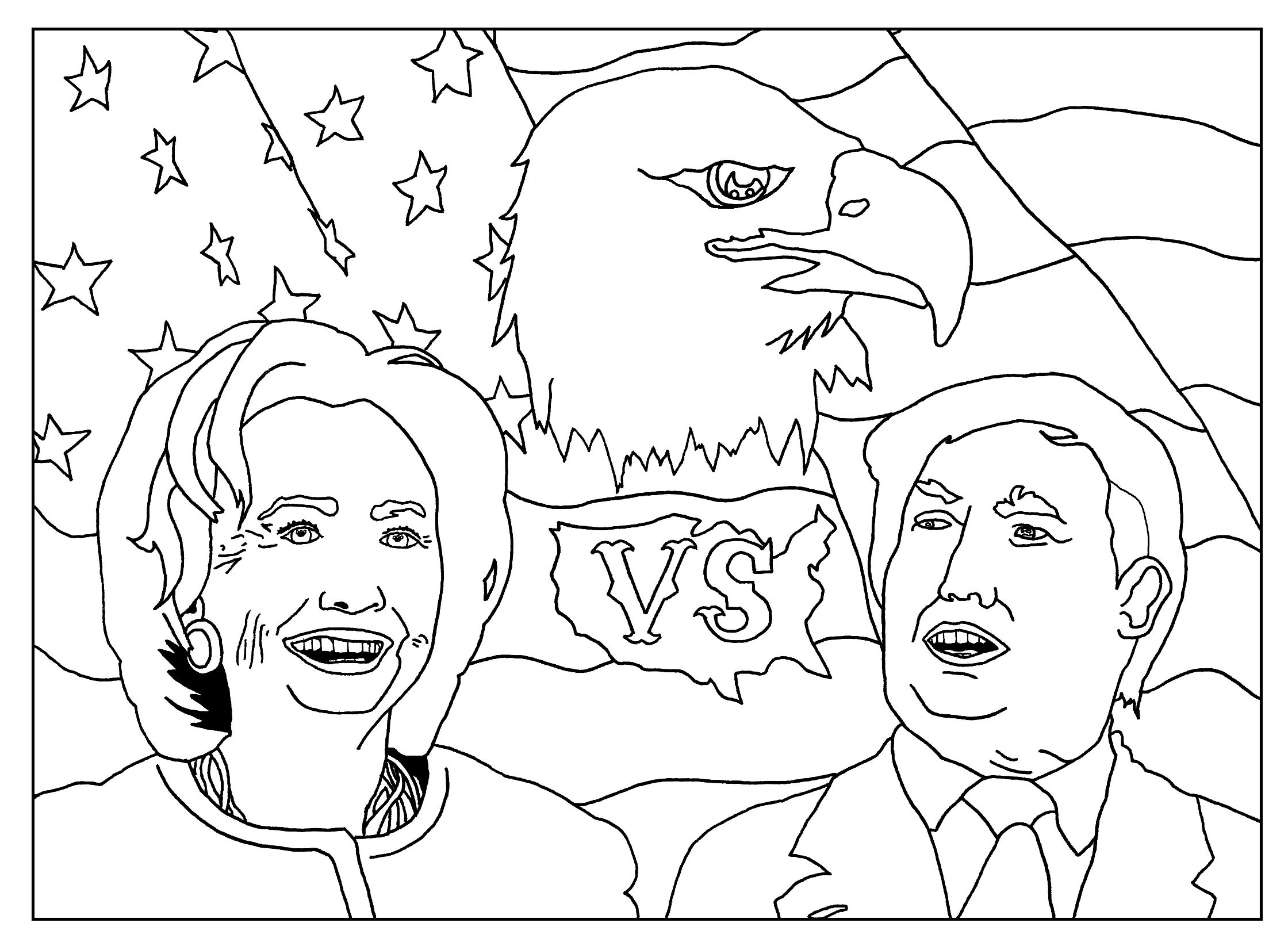 Dibujos de Donald Trump Contra Hillary Clinton para colorear