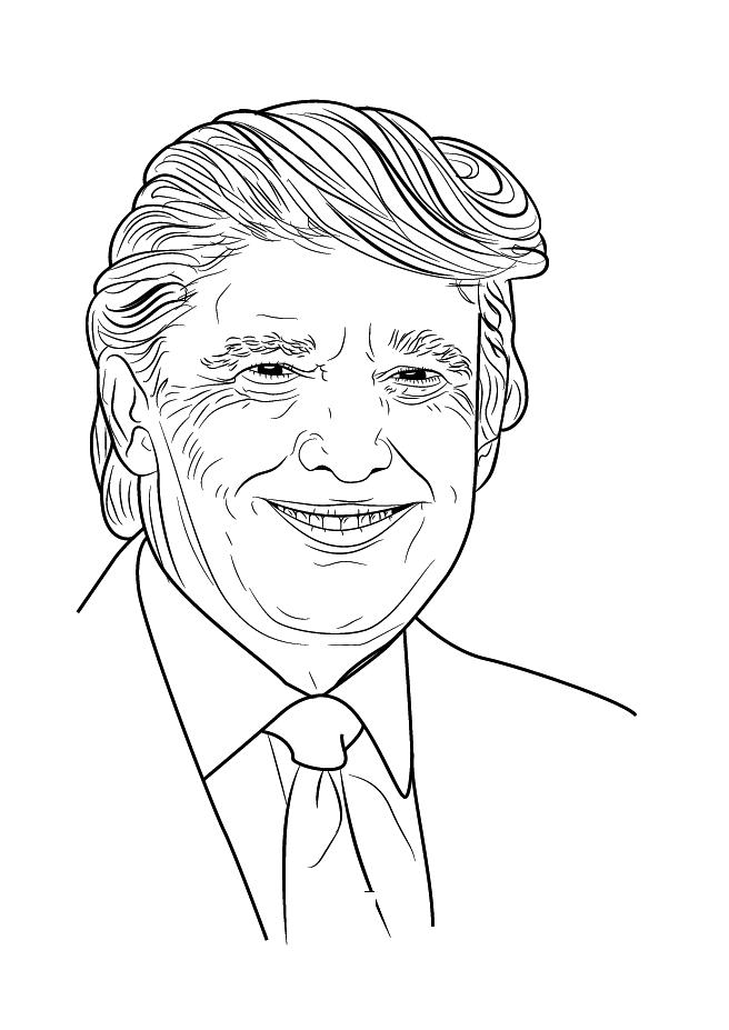 Dibujos de Donald Trump Sonriendo para colorear