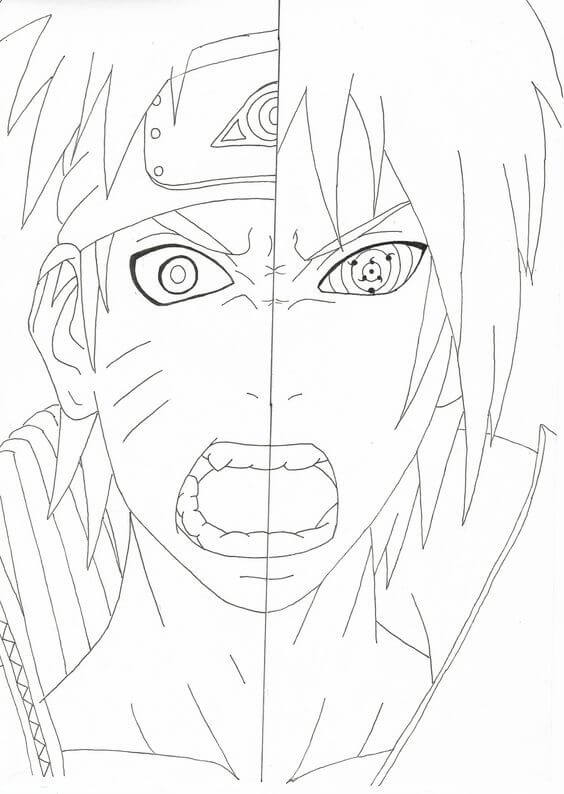 Dibujos de Enfréntate a Naruto con Uchiha Sasuke para colorear