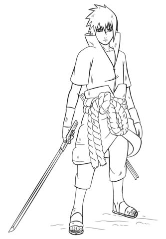 Dibujos de Espada de Sujeción básica de Uchiha Sasuke para colorear