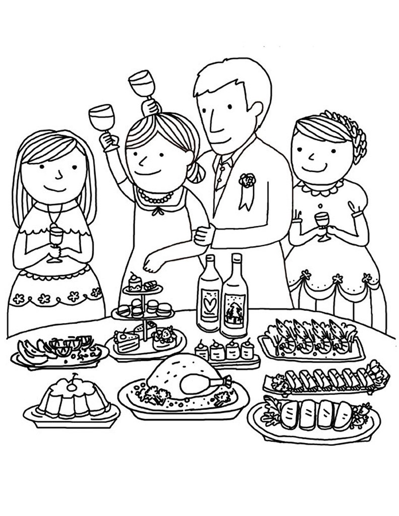 Dibujos de Gran Cena de Acción de Gracias para colorear