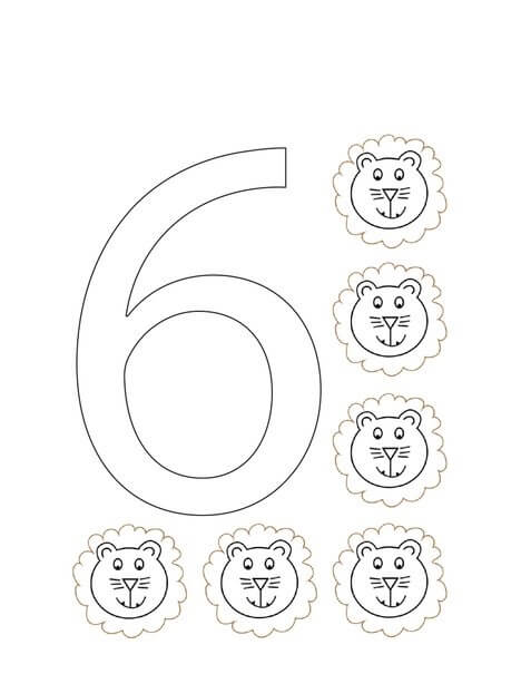 Dibujos de Número Seis - Seis para colorear