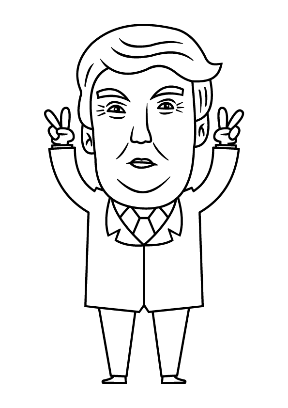 Dibujos de Presidente Divertido Donald Trump para colorear