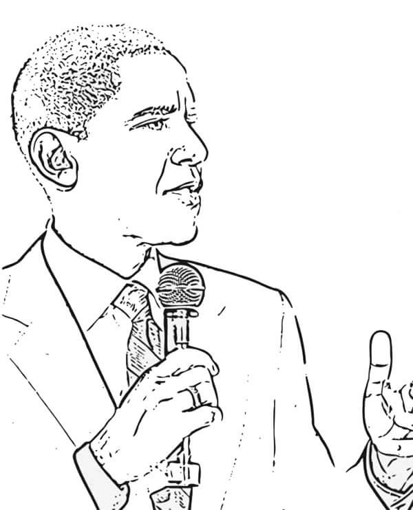 Dibujos de Barack Obama Dando un Discurso para colorear