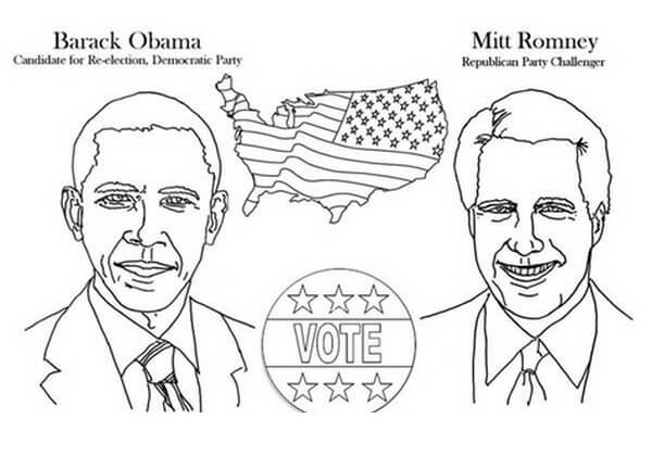 Dibujos de Barack Obama y Mitt Romney para colorear