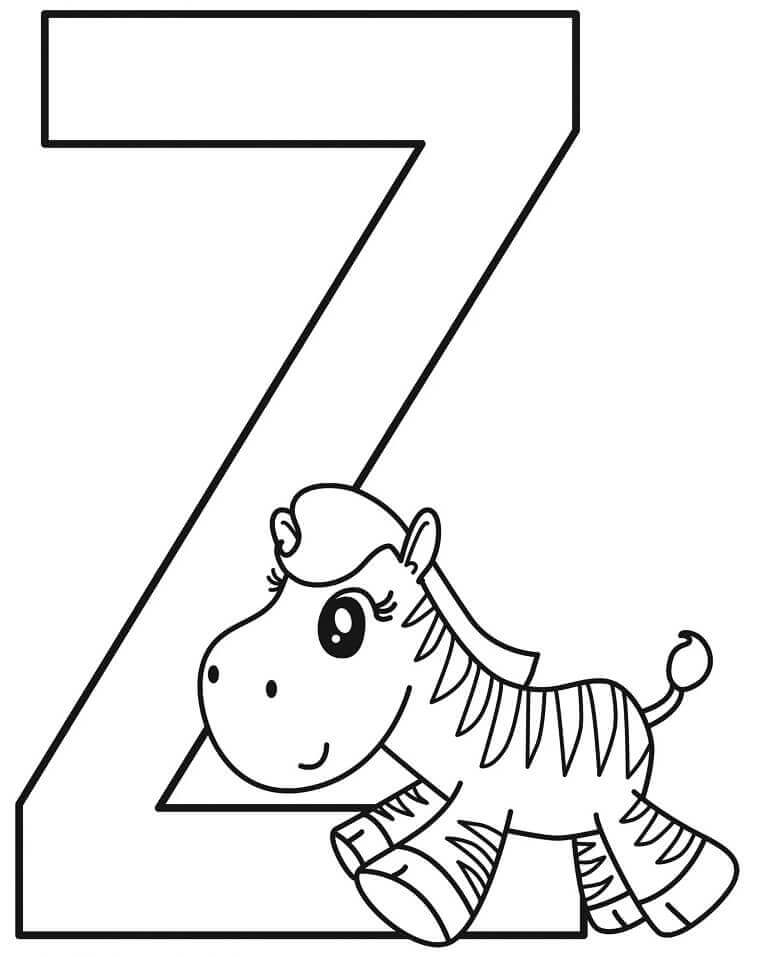 Dibujos de Bebé Cebra Letra Z para colorear