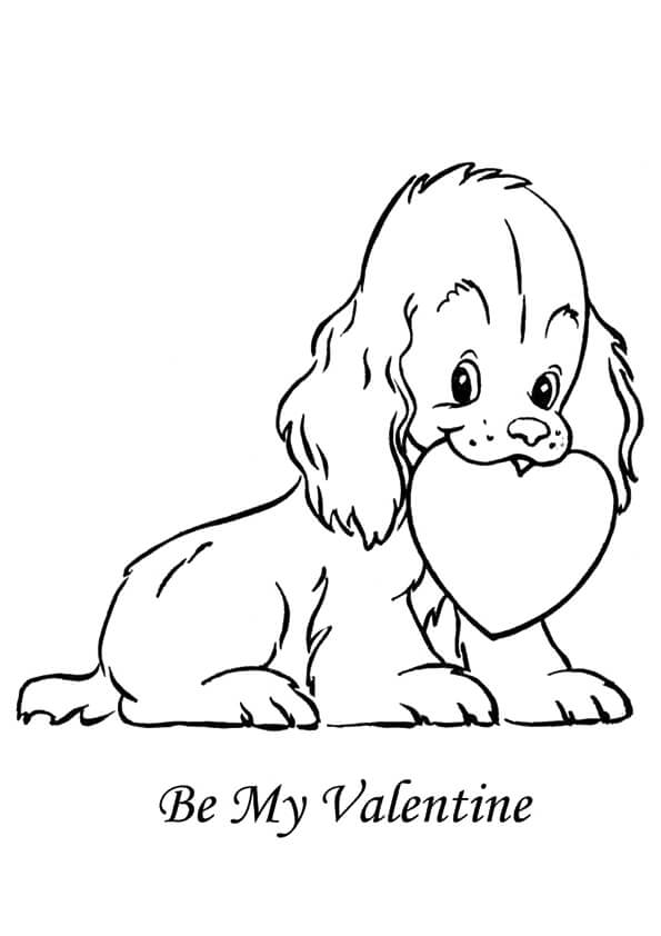 Dibujos de Cachorro Con Corazon para colorear