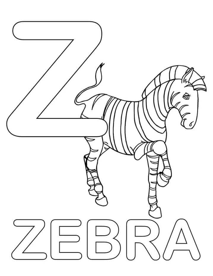 Dibujos de Cebra Letra Z Sonriendo para colorear