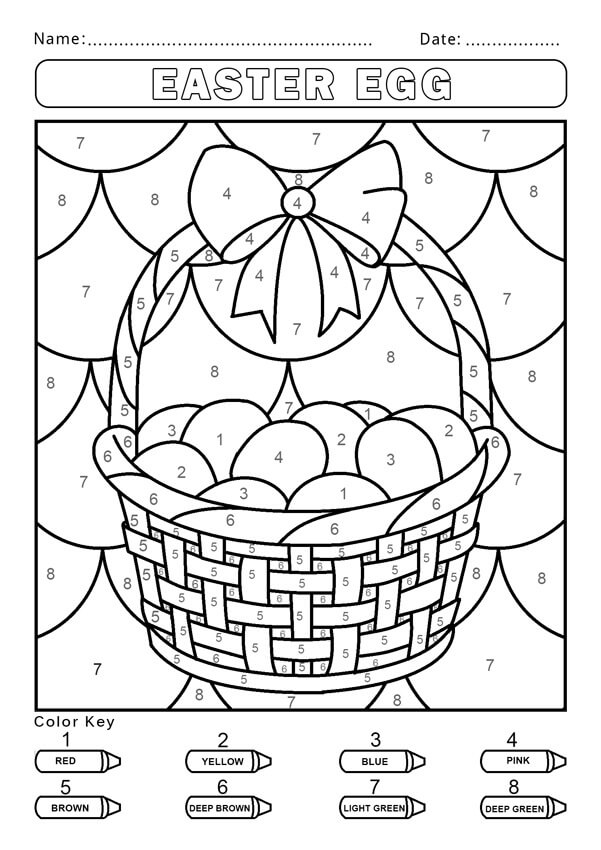 Dibujos de Color de Huevos de Pascua por Número para colorear