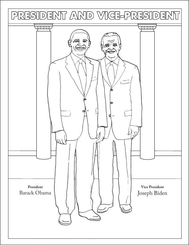 Dibujos de El Presidente Barack Obama y el Vicepresidente Joe Biden para colorear