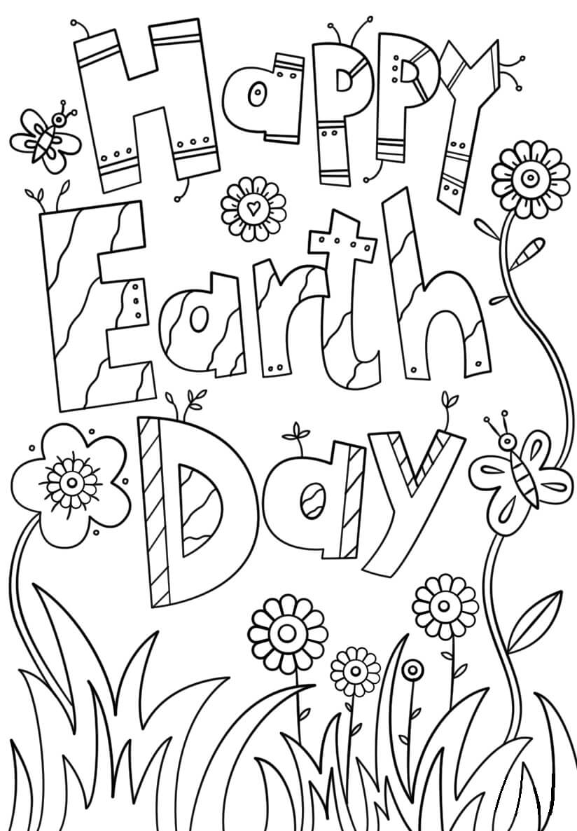 Dibujos de Feliz día de la Tierra para colorear