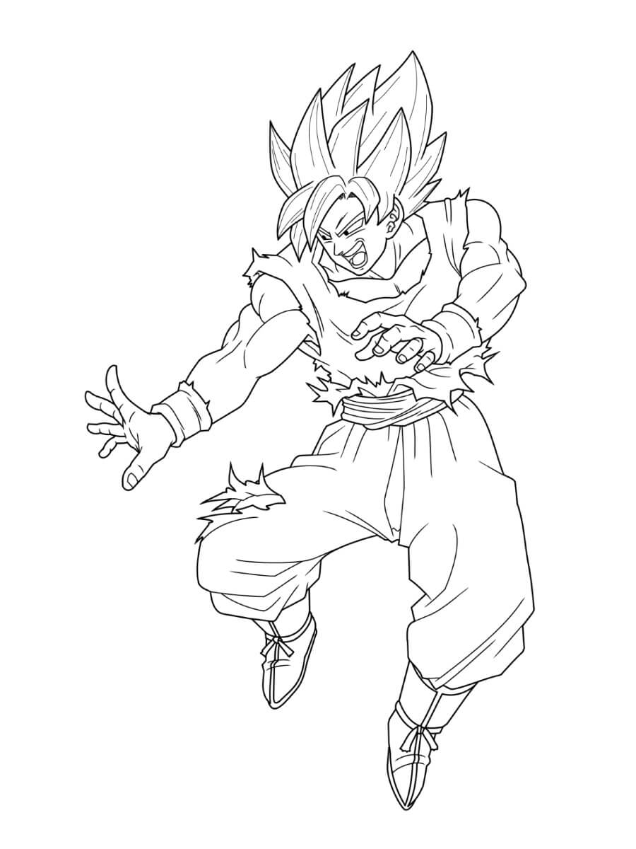 Dibujos de Goku SJ2 Enojado para colorear