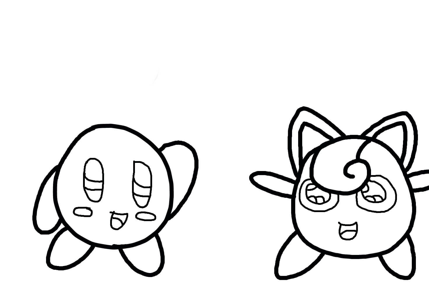Dibujos de Kirby y Jigglypuff para colorear