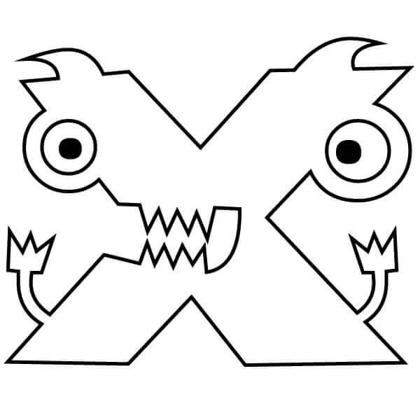 Dibujos de Letra X Monstruo para colorear