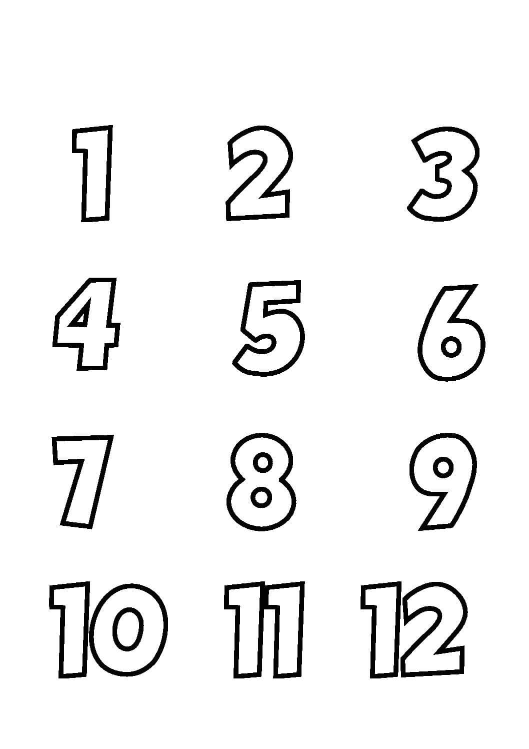 Dibujos de Número Simple del 1 al 10 para colorear