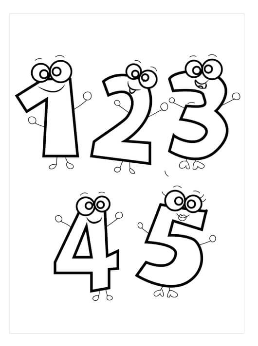 Dibujos de Números del 1 al 5 Divertidos para colorear