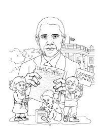 Dibujos de Obama y Tres Niños para colorear