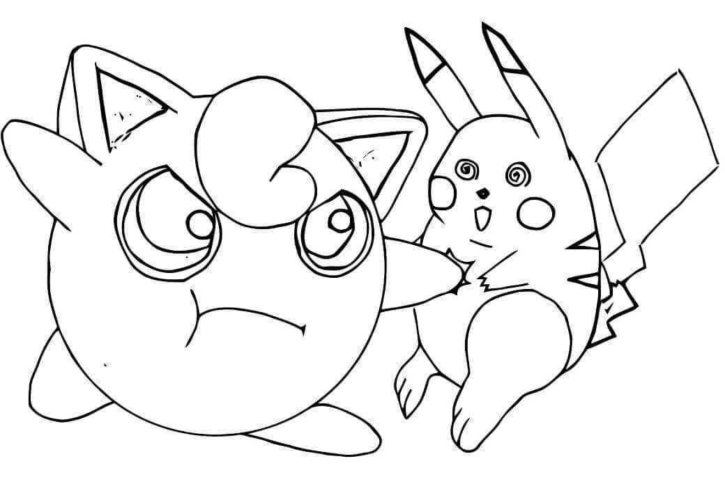 Dibujos de Pikachu y Jigglypuff para colorear
