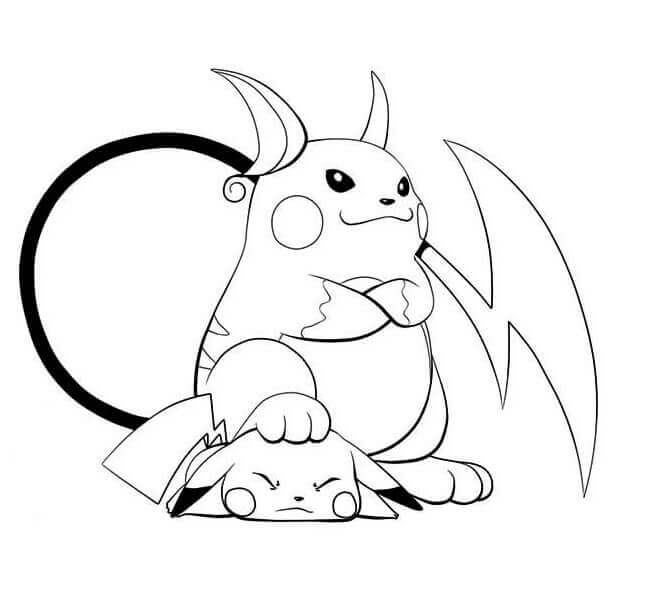 Dibujos de Raichu y Pikachu para colorear