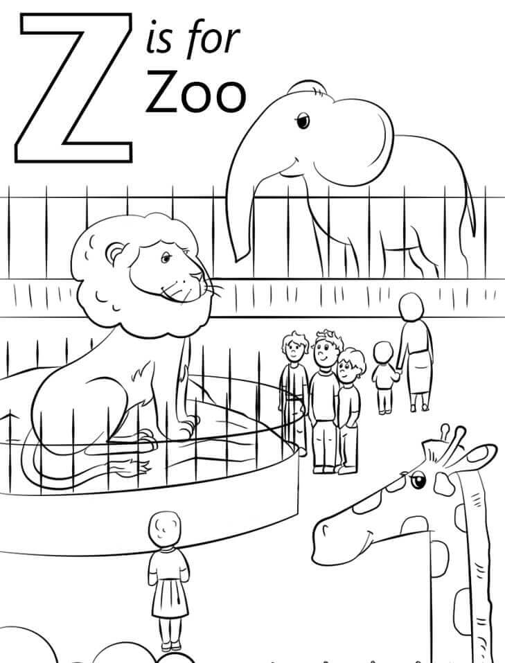Dibujos de Zoo Letra Z Con Parque para colorear