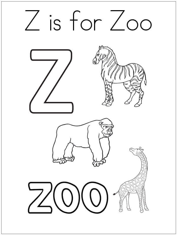 Dibujos de Zoo Letra Z para colorear