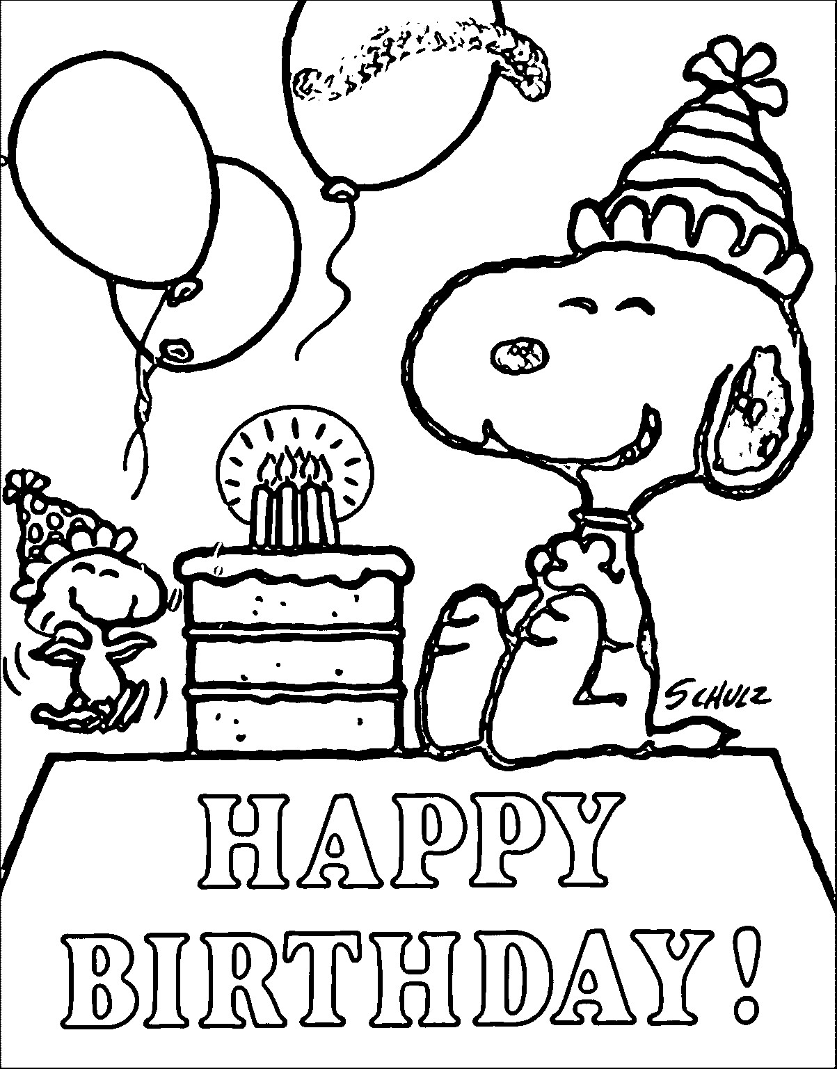 Feliz Cumpleaños Snoopy para colorear imprimir e dibujar Dibujos Colorear Com